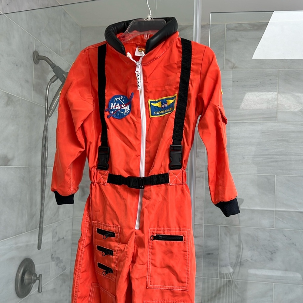 Kid SIZE 6-8 Halloween NASA costume with a hat to complete the whole ensemble